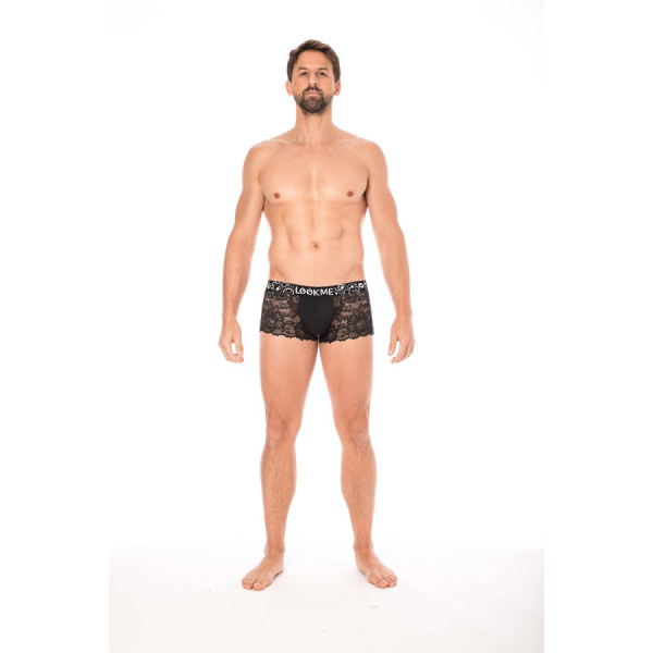 Boxer noir en dentelle délicate 